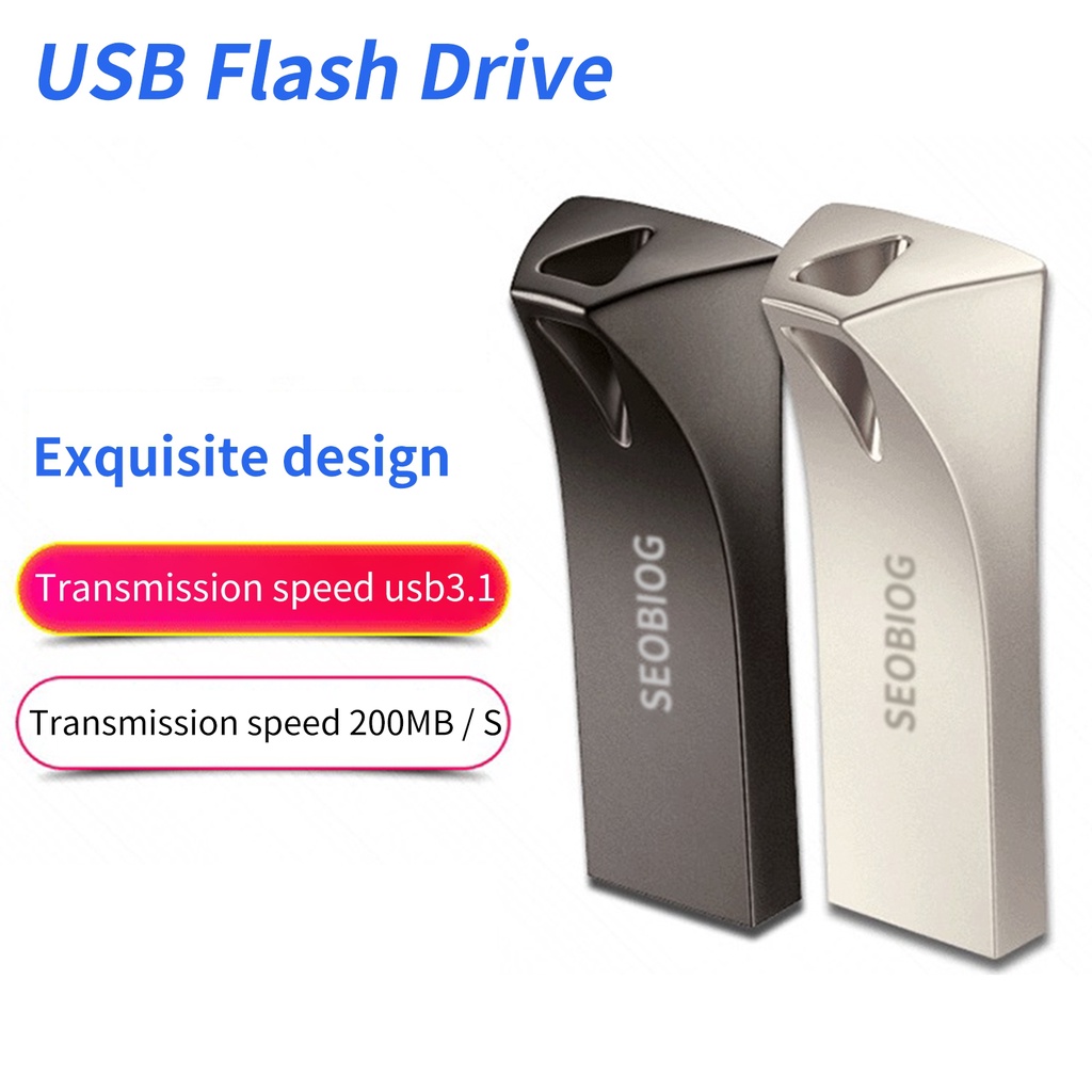 (Huluboy) Seobiog Flash Memory Stick Usb 3.1 Transmisi Kecepatan Tinggi Bahan Metal Untuk Speaker