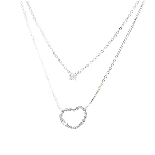 OILA Kalung 2 rantai hati berlian (3D2) JKA011