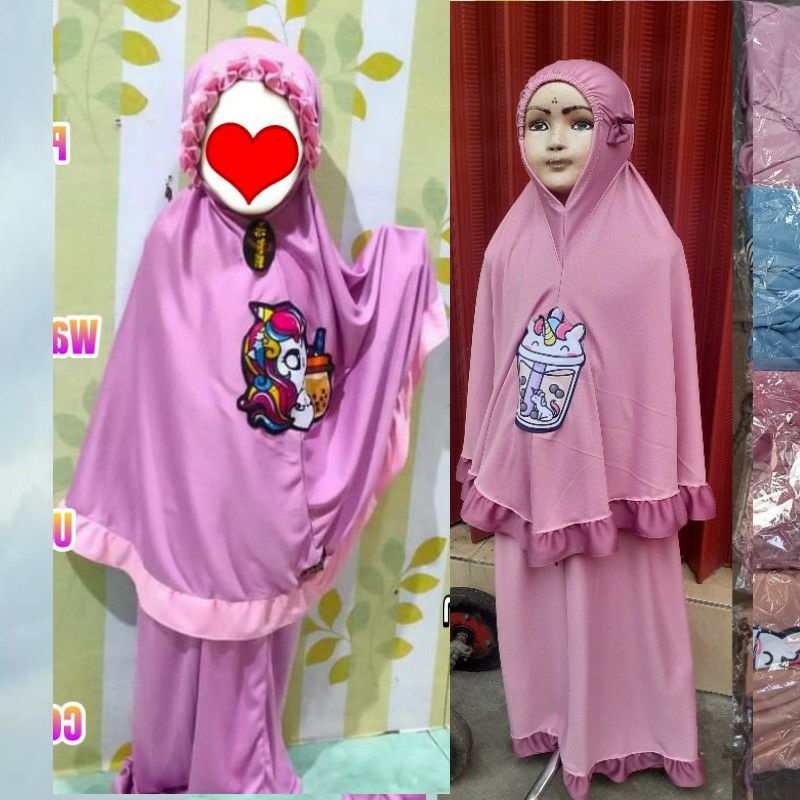Mukena Anak Karakter Patch Boba Hyget Super