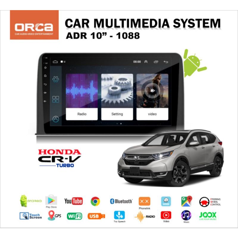 Android ORCA layar 10,1"+Frame CRV TURBO+SOKET PNP