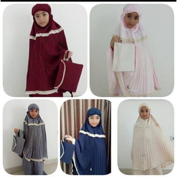 MUKENAH ANAK TERBARU/MUKENAH ANAK PLISKET/MUKENAH UMUR 3-7 TAHUN/MUKENA FREE TAS/MUKENA RENDA/ LARIS