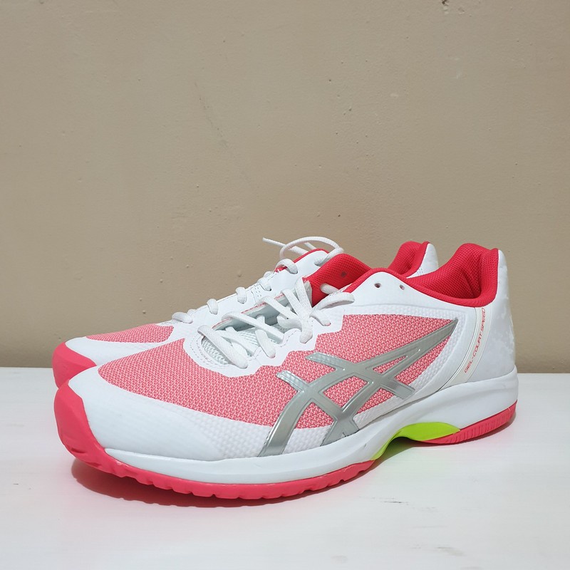 white and pink asics