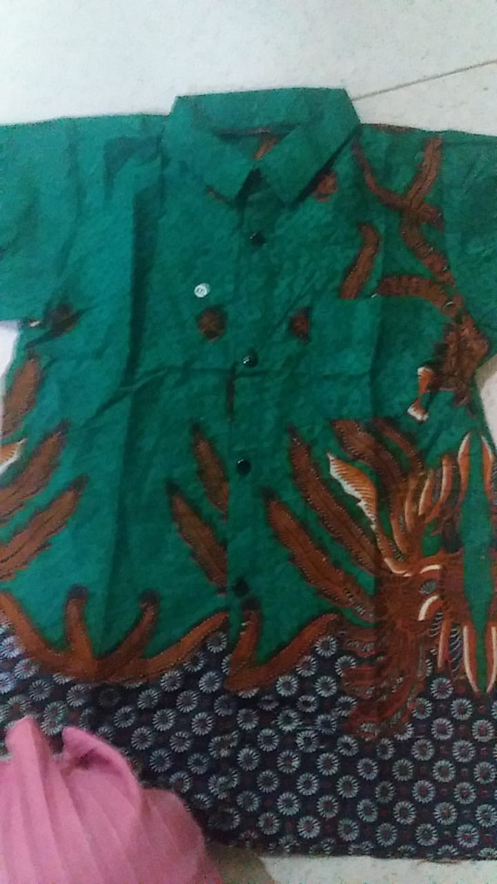 Batik Couple Keluarga Sania Ruffle Ori Ndoro Jowi Dnt Motif Tatantula Hijau