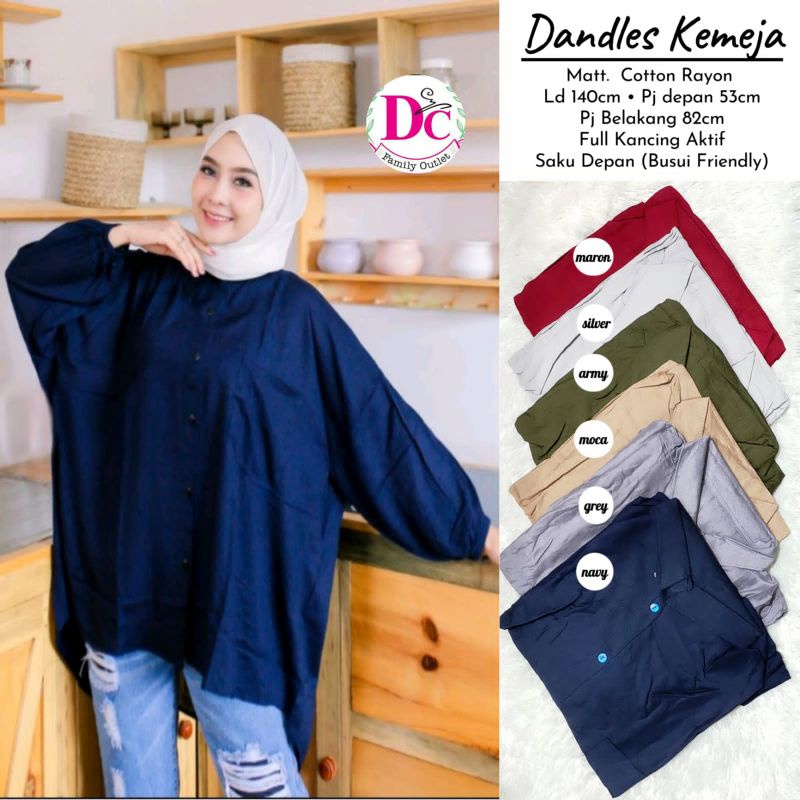 Dandles Kemeja Oversize Katun Rayon / Blouse Rayon Jumbo