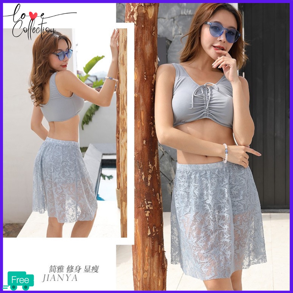 Baju Pantai Bikini Set Model Korea Swimsuit Wanita Tanktop LC224