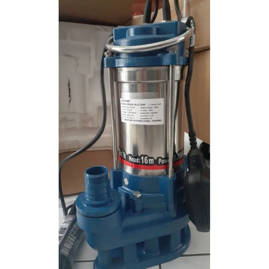 MAXPUMP WQD10-8-0.55AF(Otomatis) Pompa Celup Air Kotor Submersible Pump 10Kubik 0.75Hp 550watt 2inch Otomatis