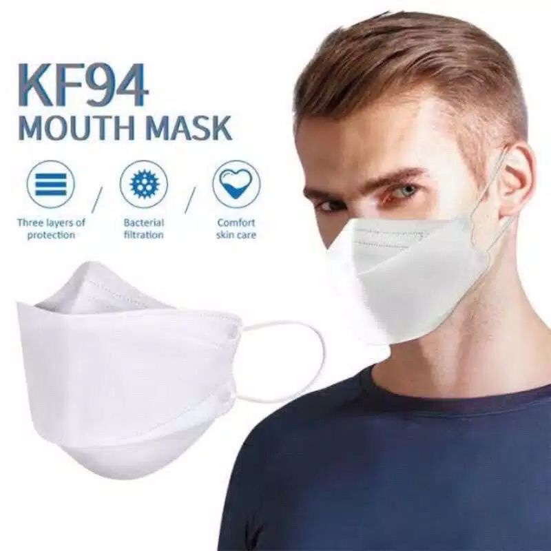 Masker KF94 Korea Convex 100 Ball KF 94 Satuan Warna Putih