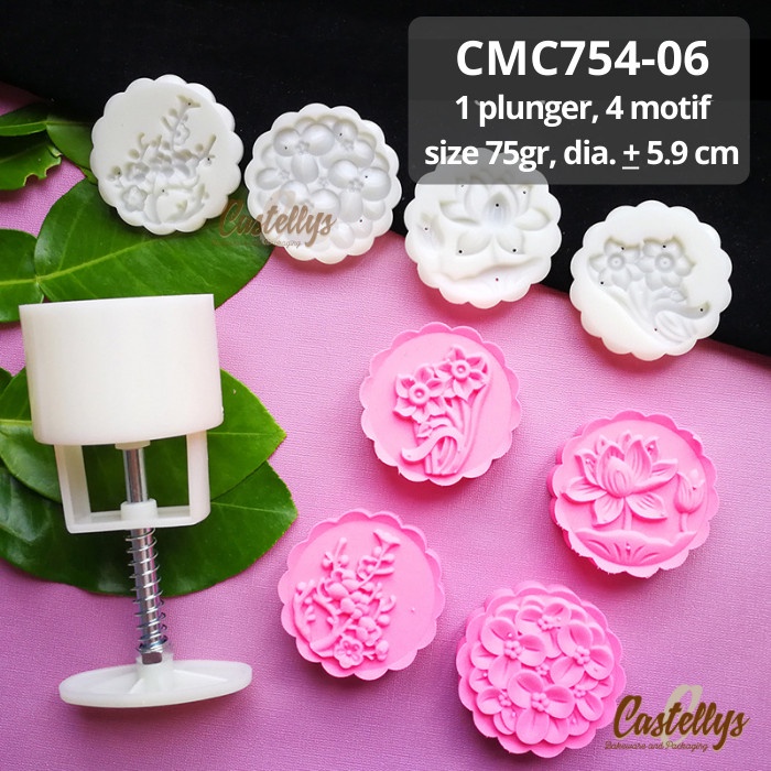 CMC754-06 Cetakan Kue Mooncake 75gr Kue Pia Kue Bulan Mochi Cokelat