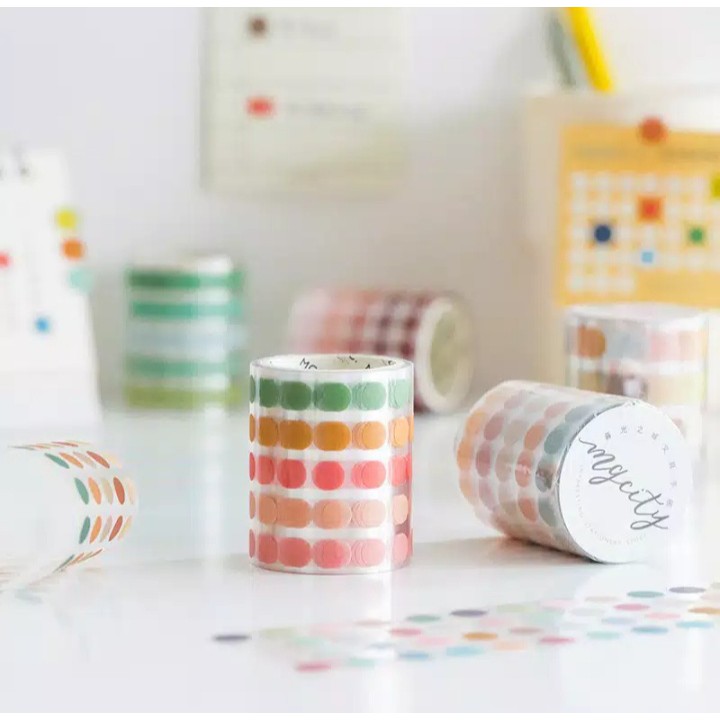 

[SHARING] 100pcs Dot Washi Tape/ Selotip / Stiker Roll Warna Warni Bullet Journal, Calendar, dll