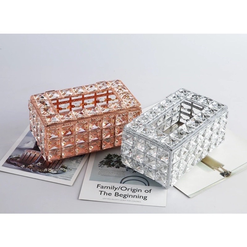 Kotak tisu crystal tempat tisu meja eropa nordic / Crystal tissue box