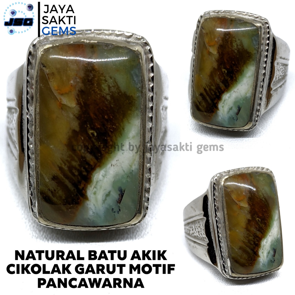 Natural Batu Akik Cikolak Garut Motif Pancawarna CKG04