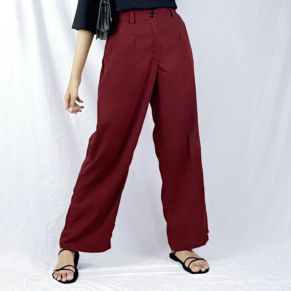 BISA COD- Aurellia Kulot Pant Bahan Wolfis / Kulot Wanita JUMBO / Kulot Hightwaist Premium-1