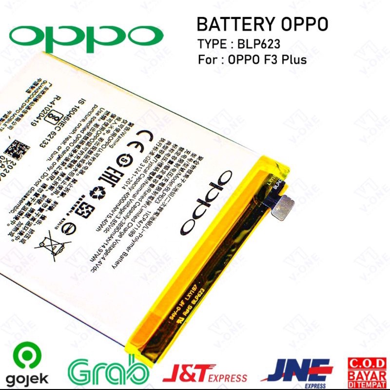 Baterai Batre Battery Oppo F3 + / F3 PLUS BLP623 ORIGINAL