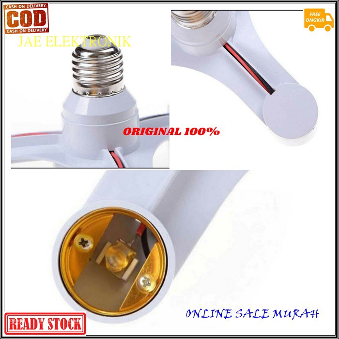 G491 Sambungan lampu cabang 3 original fiting fitting dua hias belajar penerang spiral Holder Connector Extention pemanjang soket Bohlam Ulir Lamp Downlight led bohlam fleksible 3in1  Fitting Lampu 2 cabang satu fitting bs untuk 3 lampu Fitting Standar E2