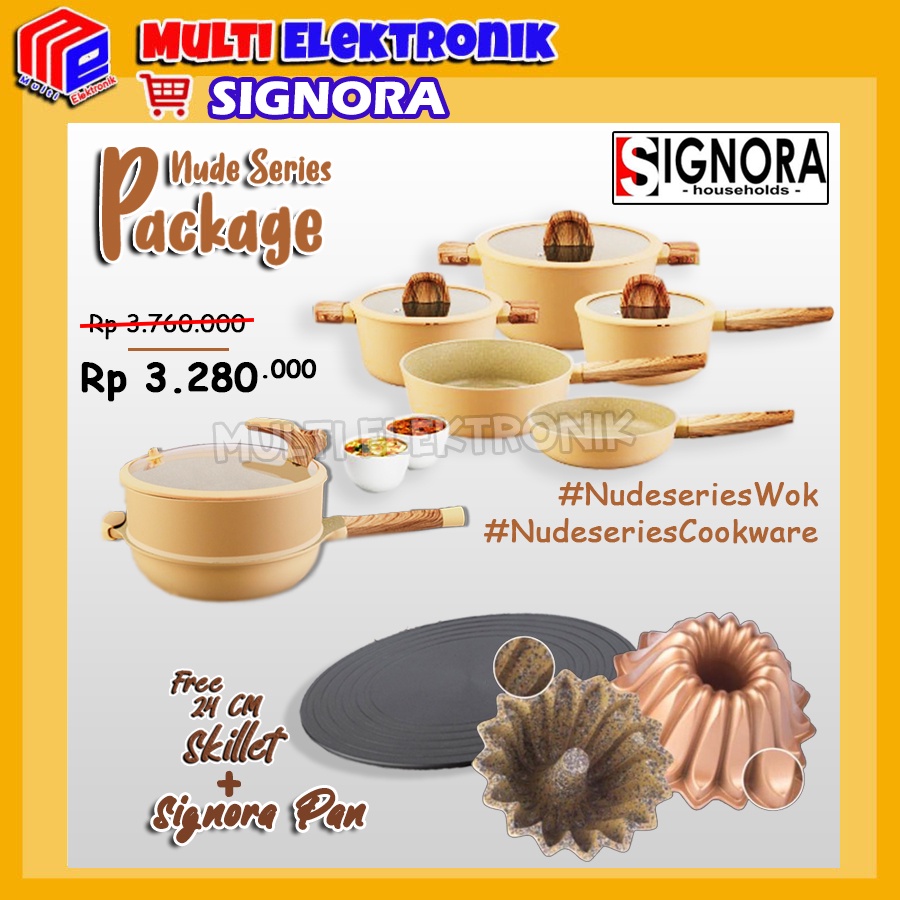 SIGNORA NUDE SERIES PACKAGE Cookware &amp; Wok Free Skillet 24cm + Signora Pan