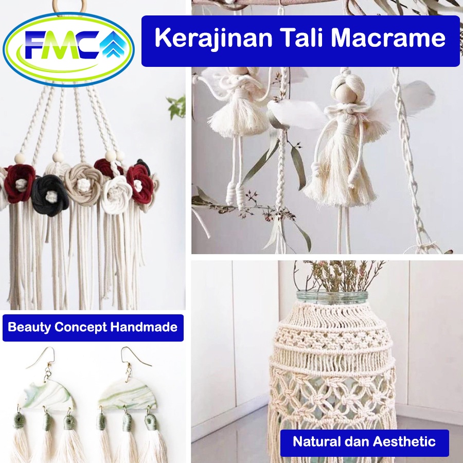 Tali Katun Macrame 4mm 5mm Warna Kualitas Super Tali Tas Sepatu Aksesoris Gantungan Hiasan Kerajinan Cotton Rope Makrame