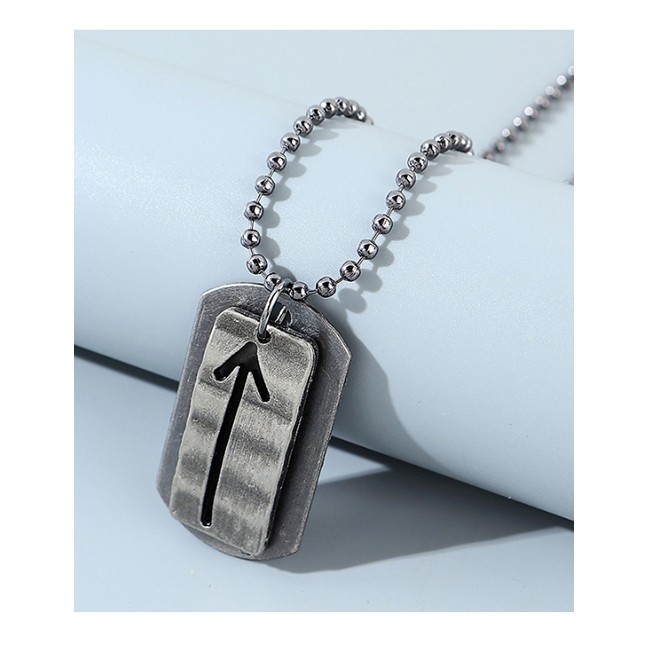 LRC Kalung Fashion Silver Geometric Arrow Round Bead Chain Mens Necklace Y64697