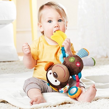 Boneka Teether Rattle Animal Stroller Crib Doll Mainan Bayi Plush Doll Mainan Edukasi Bayi Kerincing