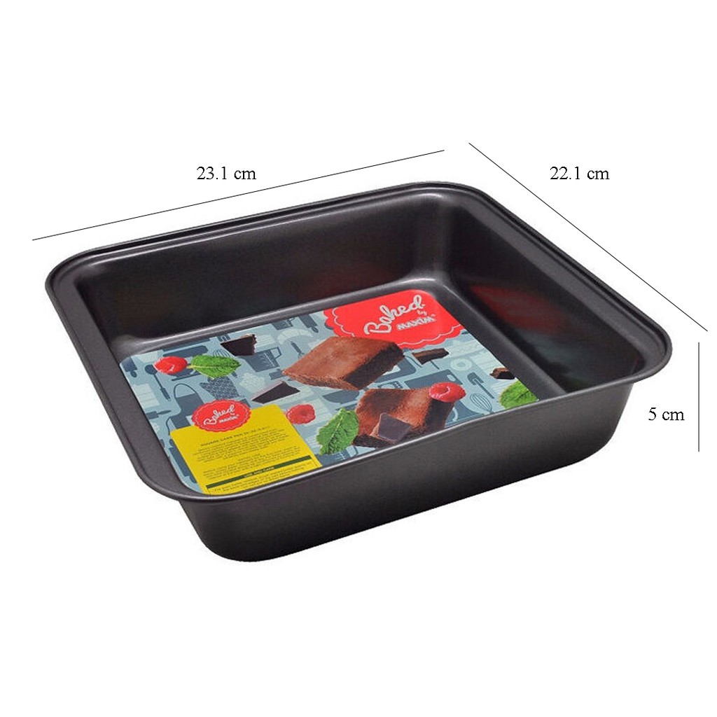 MAXIM BAKEWARE SQUARE CAKE PAN 23.1 x 22.1 x 5 cm LOYANG KUE CAKE ANTI LENGKET - BWSQP(ZX)23