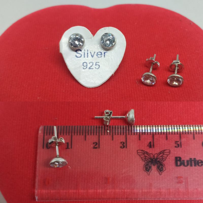 Anting tusuk/Giwang  perak silver925 Lapisan emas putih At64