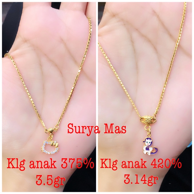 Kalung anak buah emas 375%
