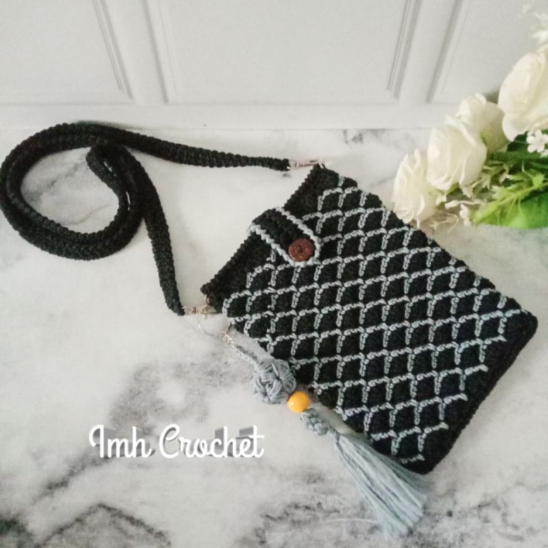 Tas hp rajut/ Tas hp/ Tas hp rajut motif kerang