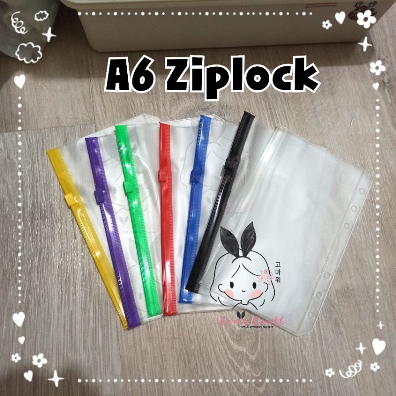 

COD INSTANT DIY LC A5 A6 Ziplock / Card Ring 6 Folder Binder Sleeve doff tebal 1 PC