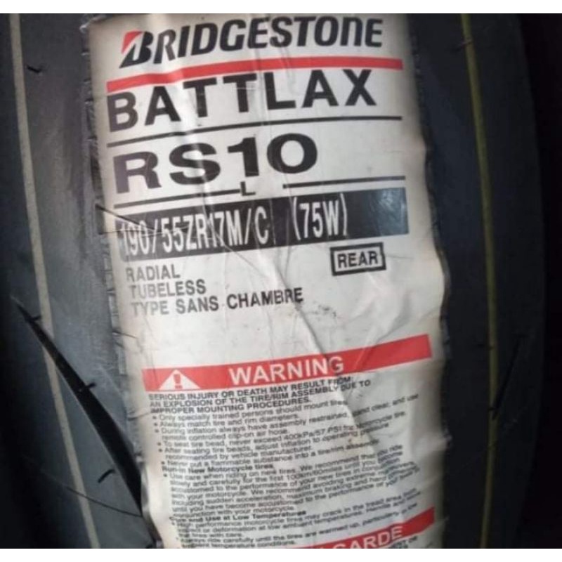 ban luar battlax rs-10 ukuran 190/55-17 ban tubeless