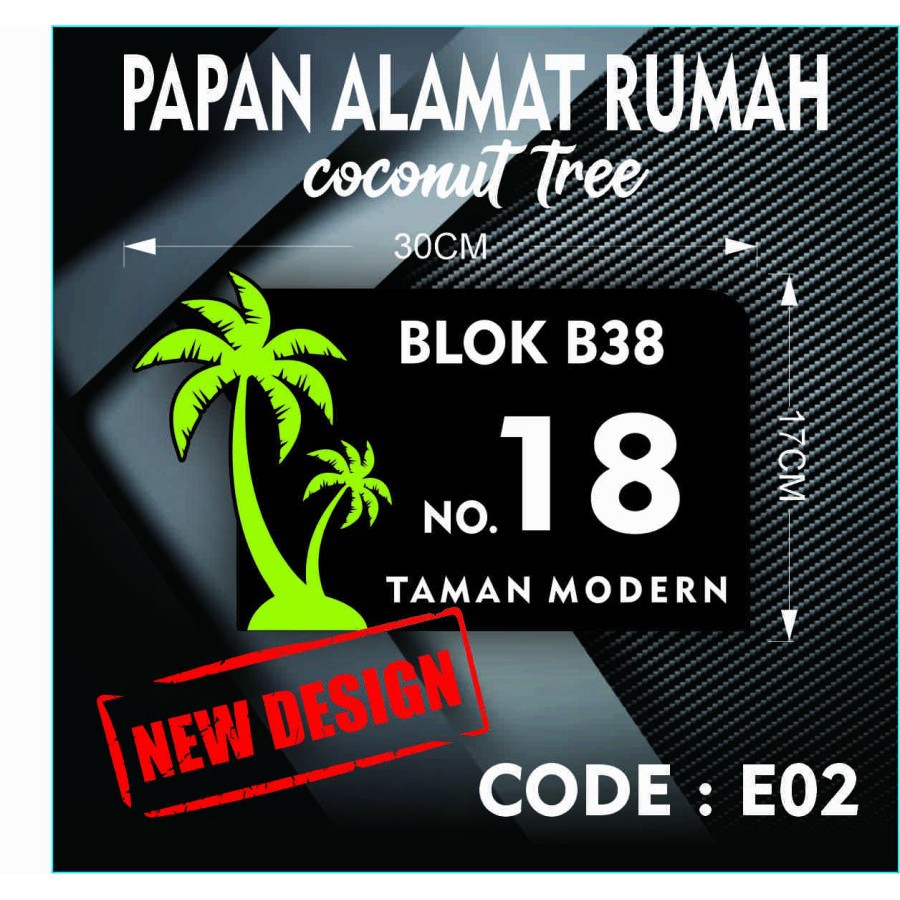 PAPAN Acrylic ALAMAT NOMOR RUMAH AKRILIK ACRYLIC COCONUT tree | E02