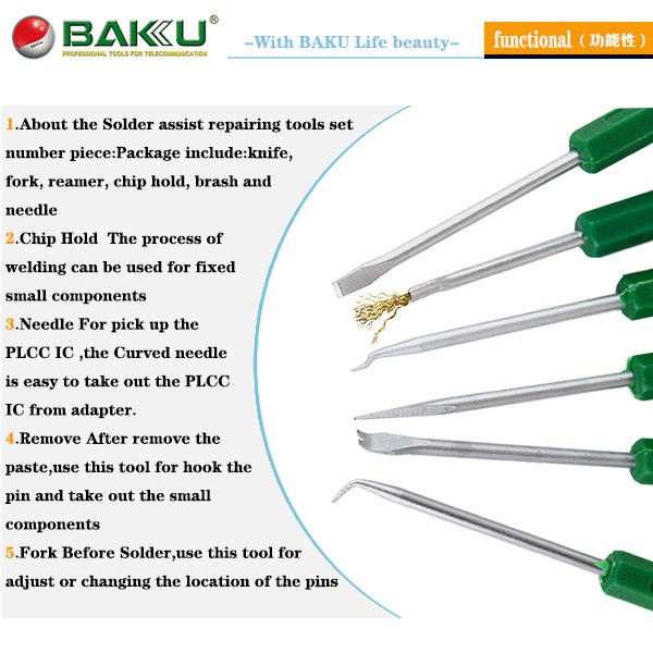 BAKU SOLDERING ASSIST TOOL SET / ALAT BANTU SOLDER SA10 BK-120