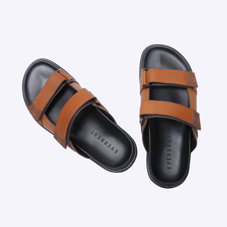 SANDAL SLIDE EVERBEST PRIA ORIGINAL CASUAL KULIT BRANDED COKLAT EM40