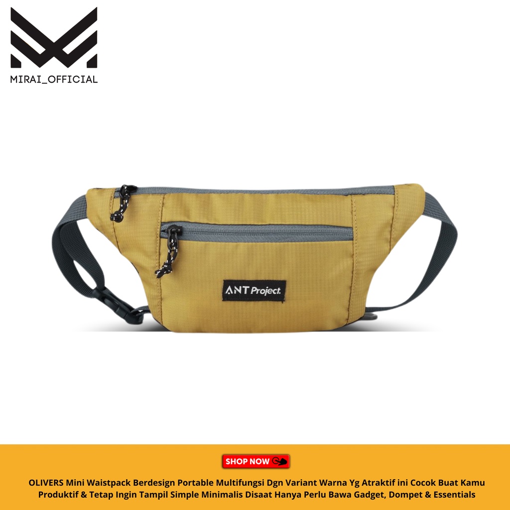 MIRAI Tas Pinggang Pria Waterproof Kecil Waistbag Korea Style Keren Kekinian Hitam Biru