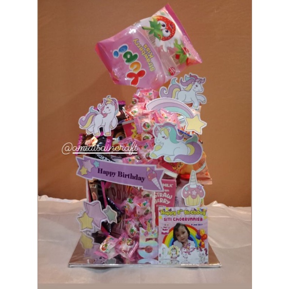 Snack Tower ultah pink