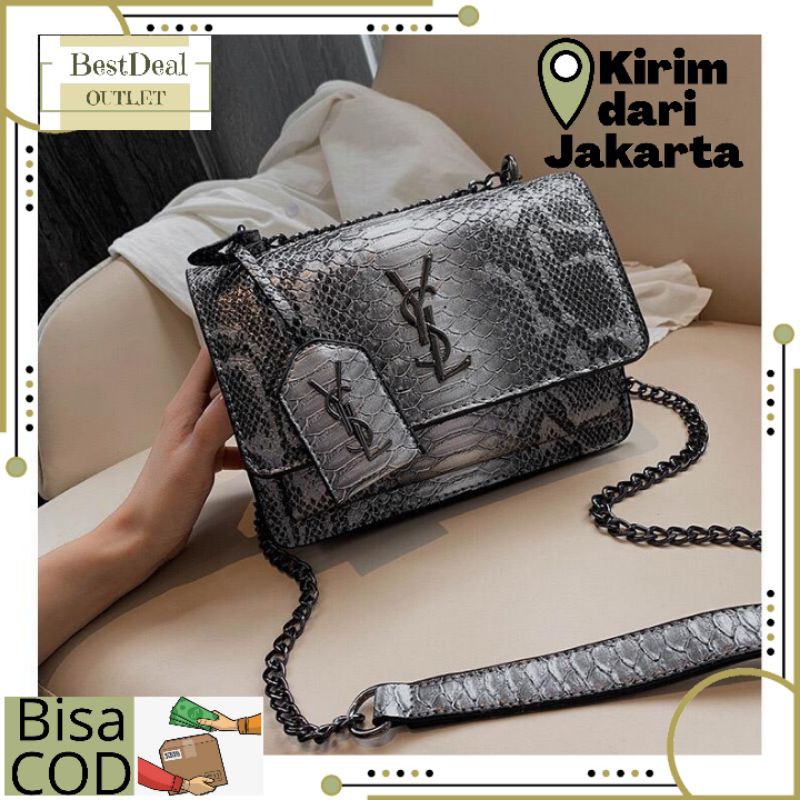 8027 Tas ysl Croco Wanita Import Slempang Selempang Sling Bag Import Impor Korea Batam Wanita Cewek