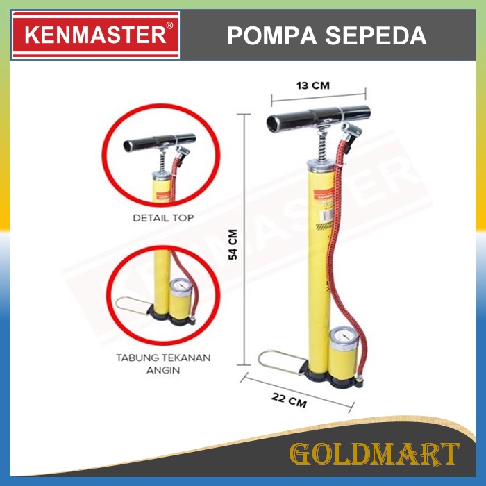 Pompa Sepeda Tabung + Meter Kenmaster Pompa Sepeda - Motor - Hand Pump