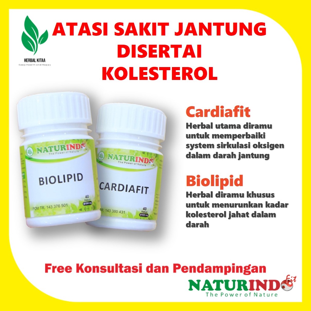 Biolipid Obat Herbal Kolesterol Menghancurkan lemak jahat melancarkan aliran darah Naturindo-Kolesterol+Jantung