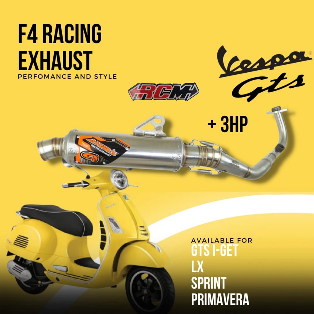 KNALPOT KENALPOT MOTOR EXHAUST F4 TGA VESPA VESVA GTS IGET I-GET I GET LX SPRINT PRIMAVERA ORI ORIGINAL AHRS ASLI