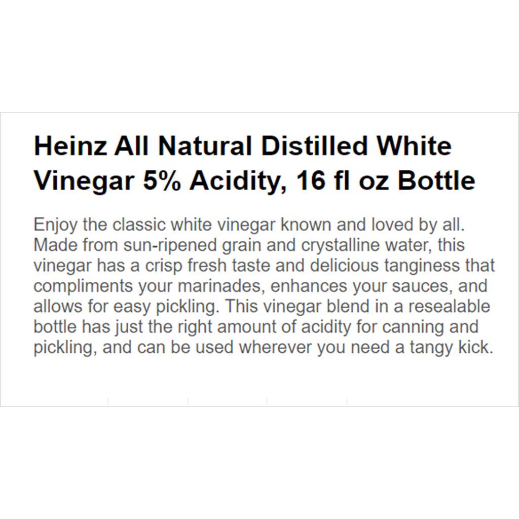 Cuka Putih / Distilled White Vinegar Heinz 473 ML