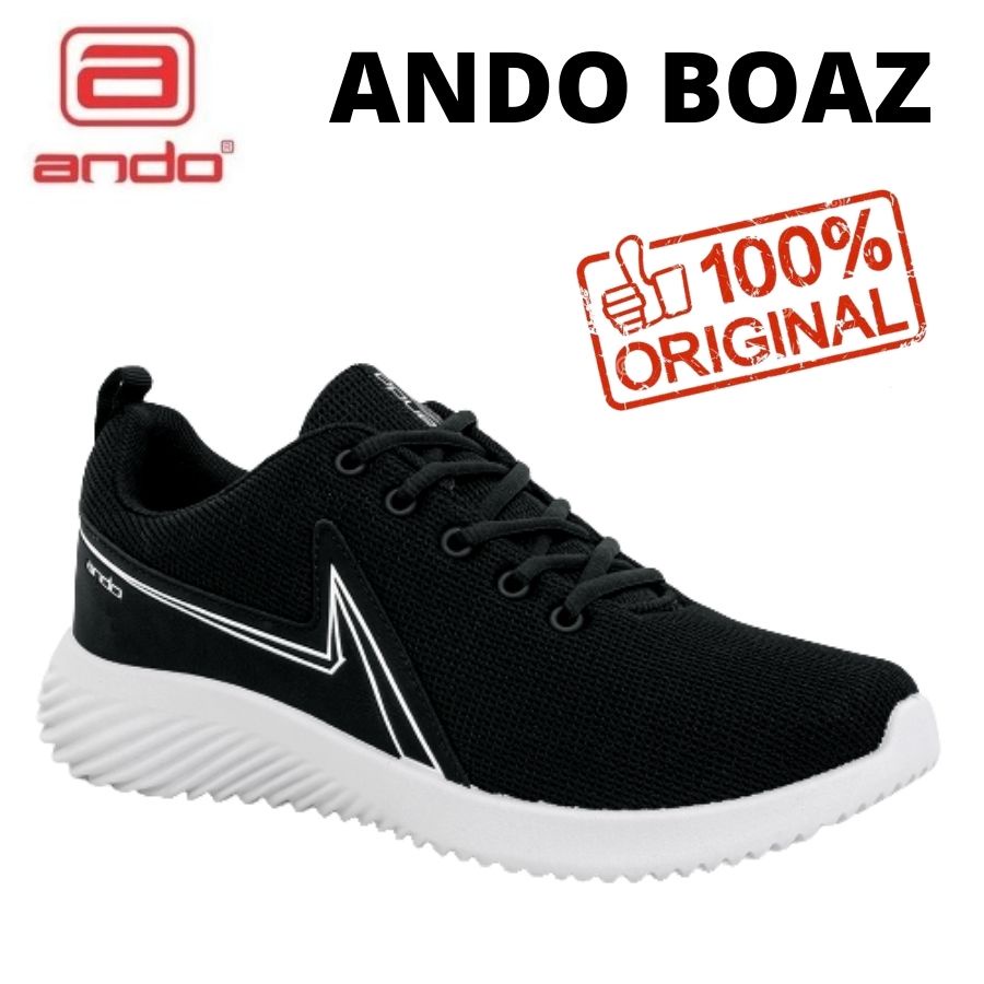 MODEL BARU - SEPATU SEKOLAH - ANDO BOAZ SIZE 39-43 HITAM PUTIH - SEPATU KETS PRIA WANITA - SNEAKER PRIA - SEPATU SPORT PRIA - SEPATU CASUAL -  SEPATU TALI