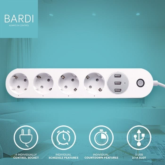 BARDI Smart Power Strip Extension Steker Stop Kontak Socket Plug Wifi