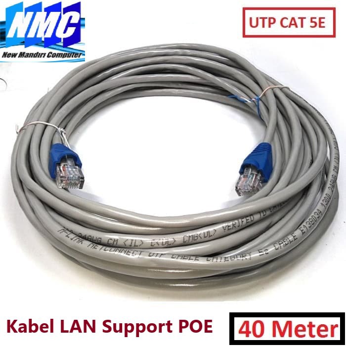 Kabel Lan 40 Meter Grey UTP Cat5E / UTP CAT 5E RJ45+Plugboot