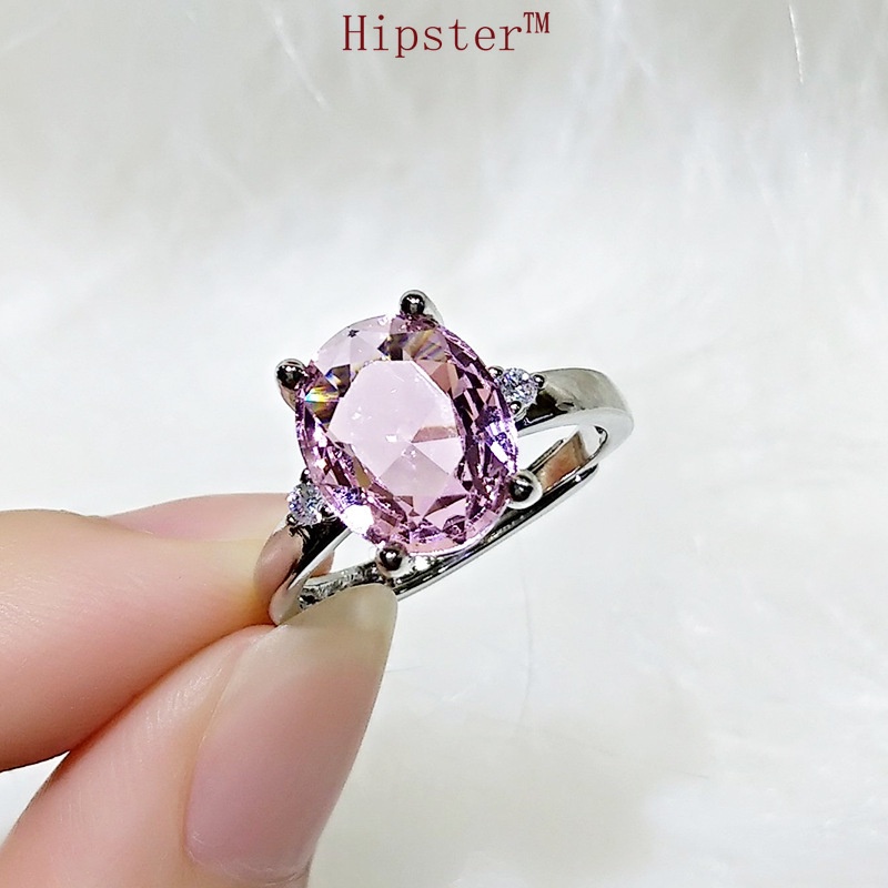 New Hot Sale Simple Fashion Elegant Inlaid Pink Crystal Ring