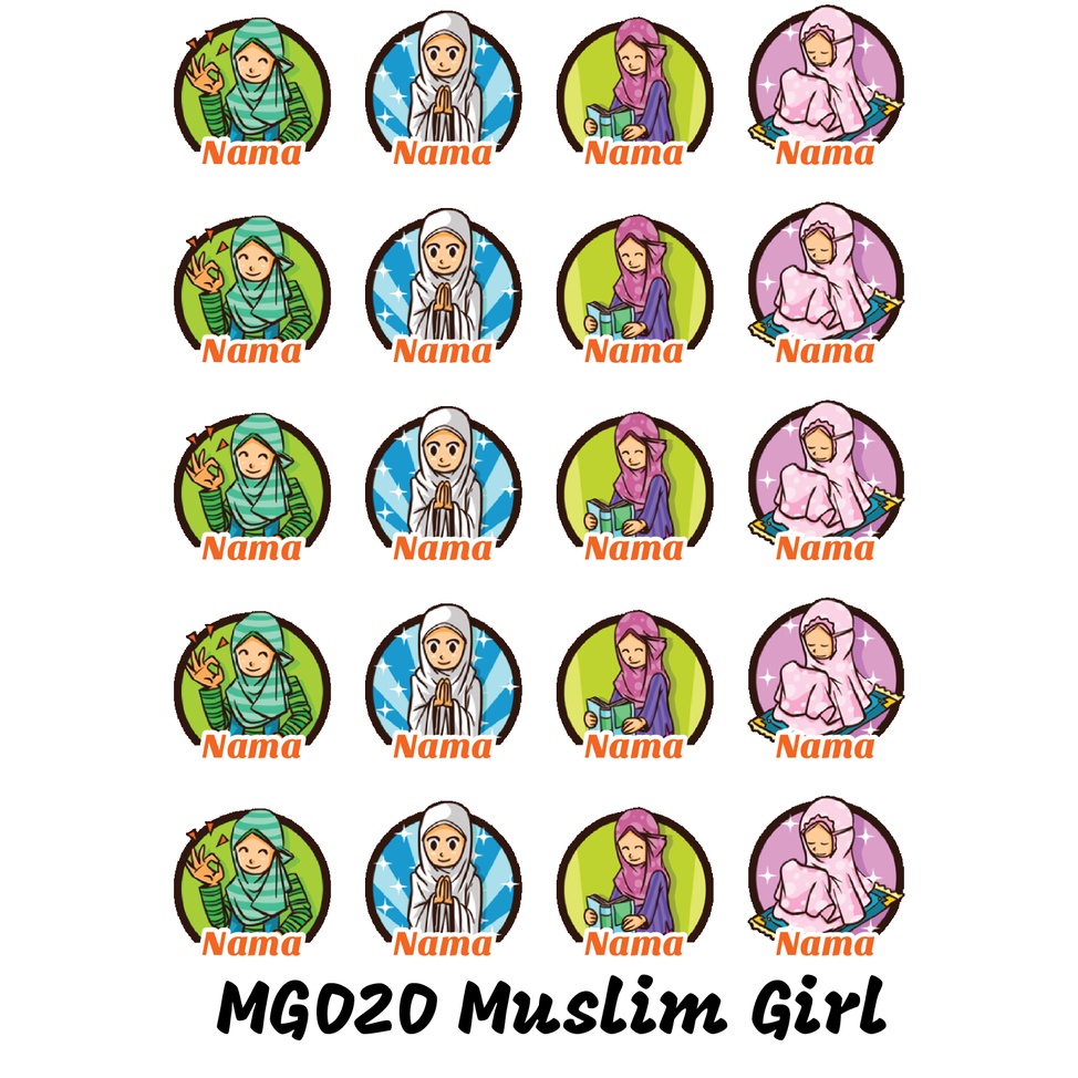 

Sticker Nama Cutting Label Waterproof Tahan Air Muslim Girl 20 (MG020)