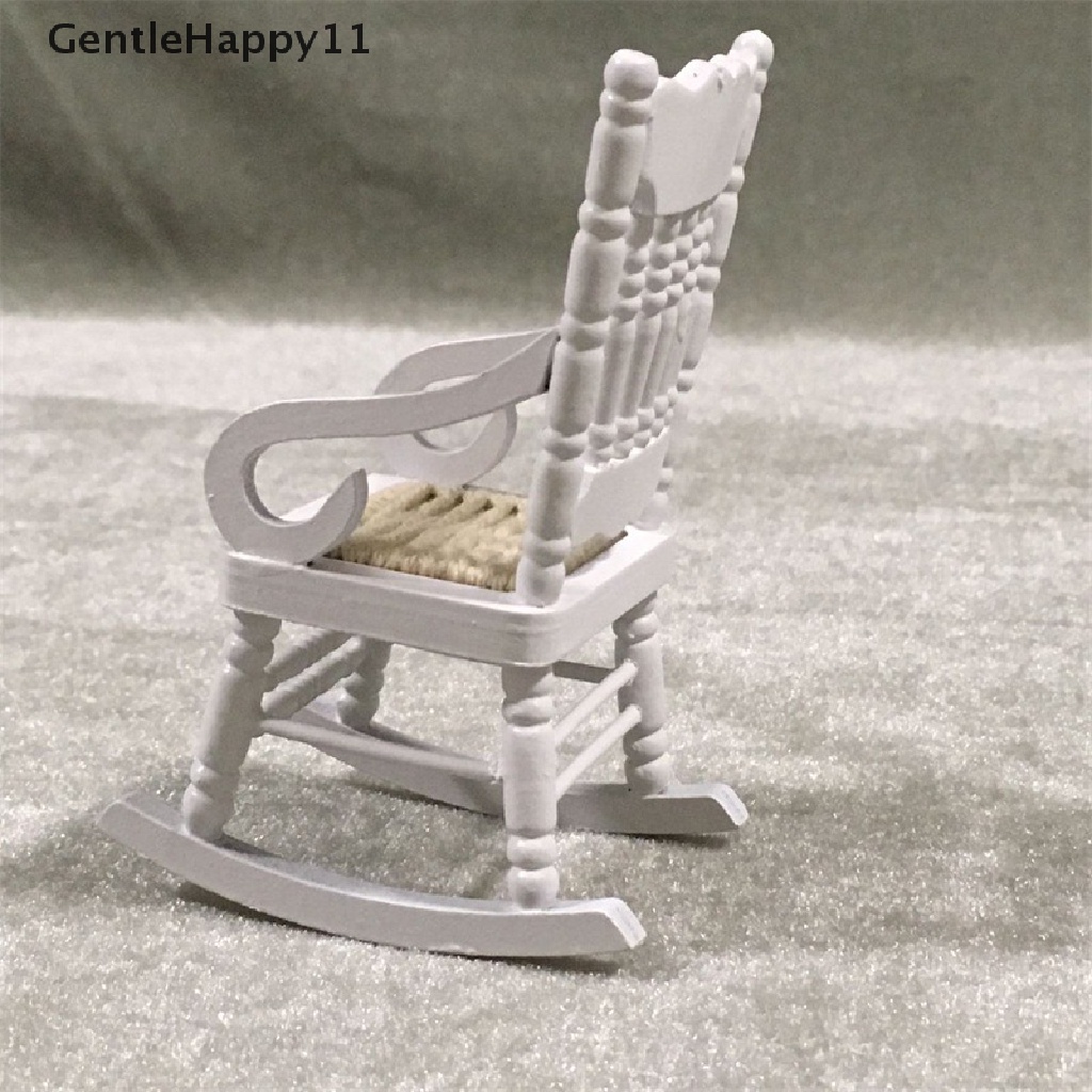 Gentlehappy Mainan Miniatur Kursi Goyang Bahan Kayu Untuk Aksesoris Rumah Boneka 1: 12