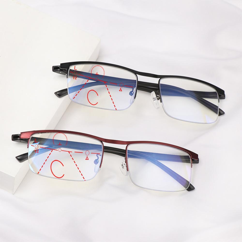 Populer Kacamata Baca Anti Cahaya Biru Perlindungan Radiasi Anti UV Retro Klasik Multifocal Bifocal Eyewear