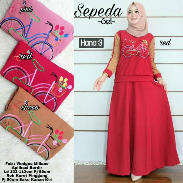 Sepeda Setelan Rok Muslimah set