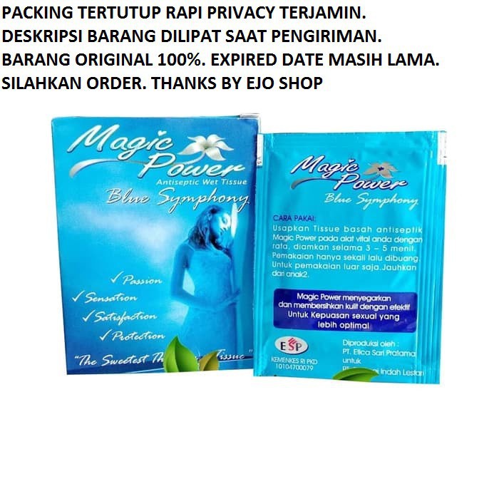 ✅ Privasi Terjamin 100% Tissue Tisu magic Power Blue Symphony Original 1 Box isi 3 Sachet Tisu Magic Pria Tahan lama / Magic Power Tissue Blue Symphony -3 Sachets