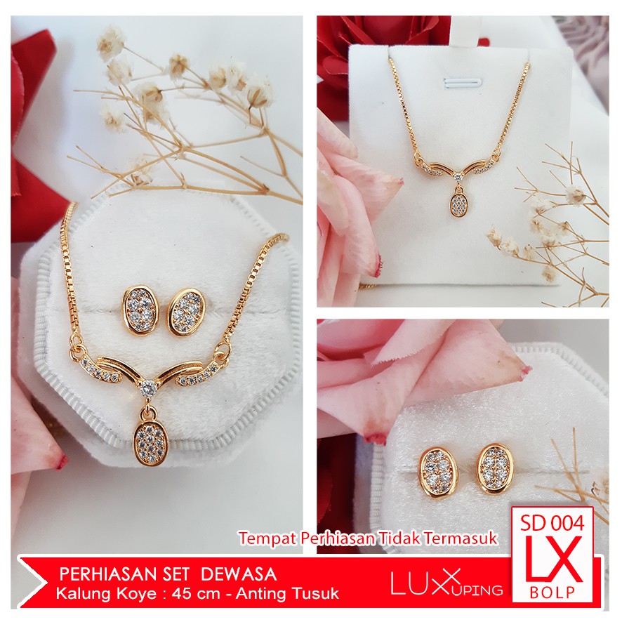 SD 004 Perhiasan Set Wanita Dewasa Kalung Anting Perhiasan Emas Imitasi Murah Kalung Koye Liontin Oval Tidak Termasuk Display Anting dan Kotak Kalung Luxx Xuping Set