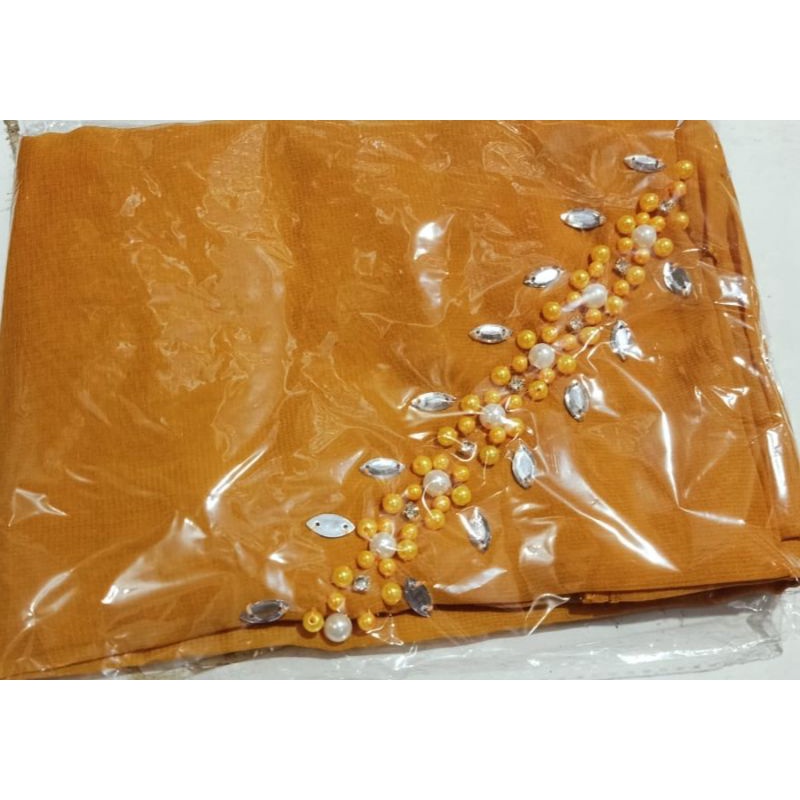 SEGIEMPAT PAYET BANDO BELLA/HIJAB BANDO MUTIARA/KERUDUNG PAYET BELLA SQUERE-Kuning kunyit