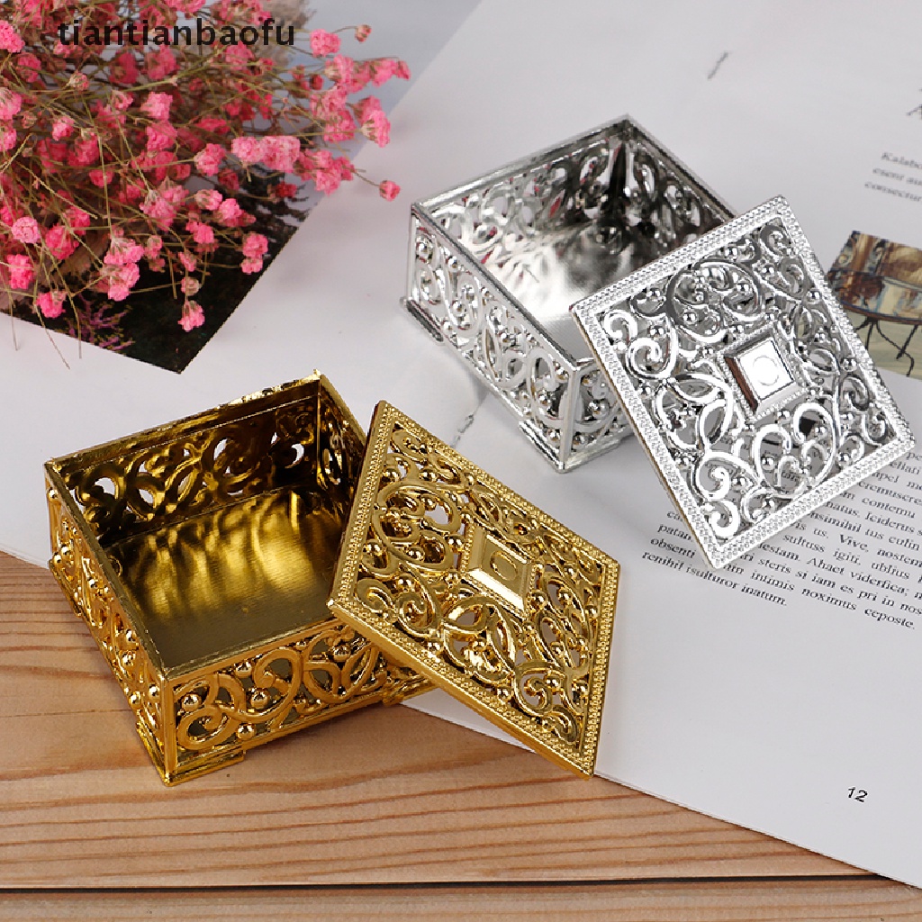 [tiantianbaofu] Plastic Treasure Trinket Box Square Candy Box Treasure Chest Wedding Favor Box Boutique